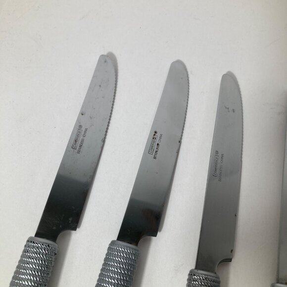 6 - Vintage Cambridge Dinner Knives Green Stainless Flatware Plastic Handle 9" - Picture 7 of 10